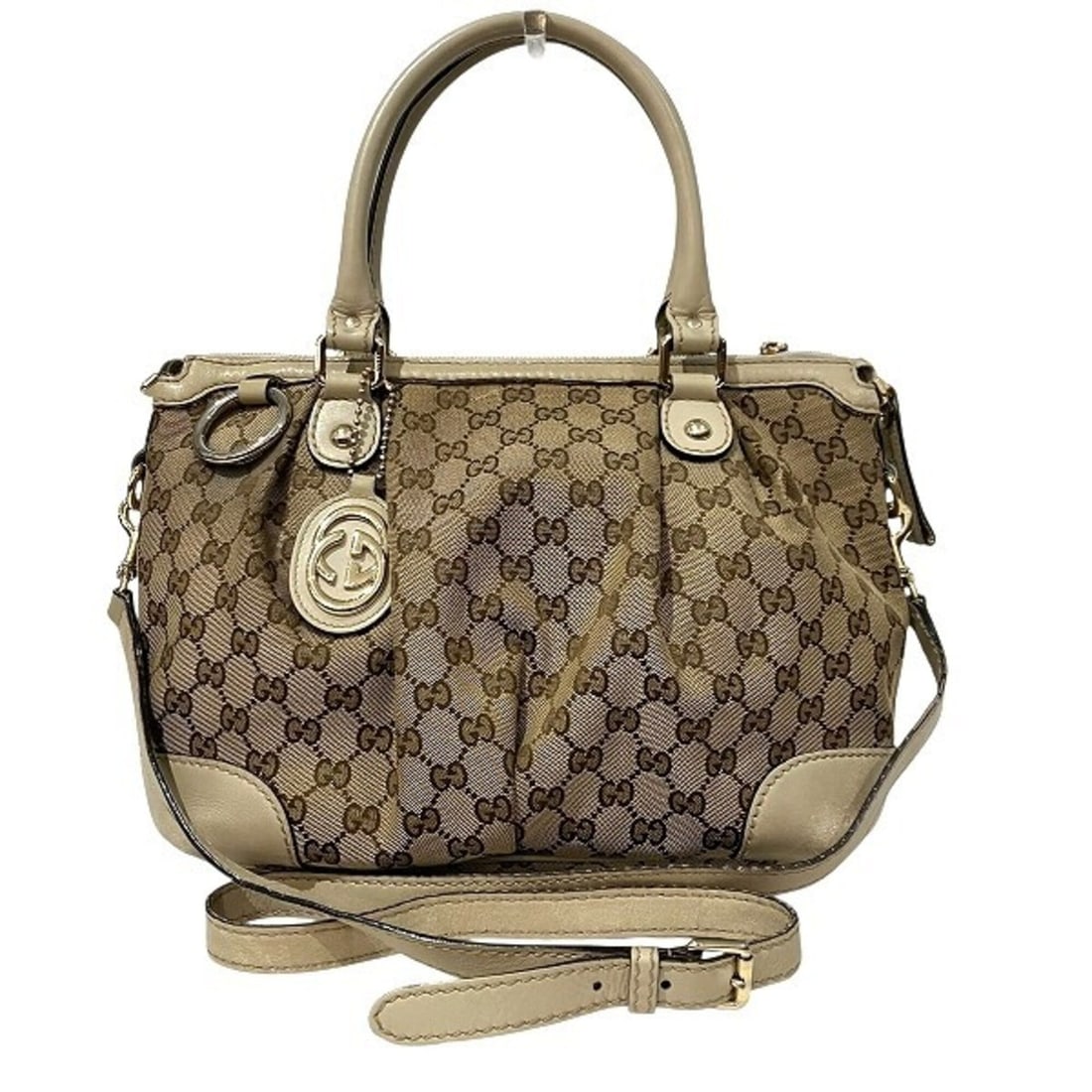 Gucci GG Canvas Sukey 247902 x Leather 2-Way Handbag Shoulder Bag for Women: --- Catalog ---Category: SizeSize (HxWxD): 25cm x 32cm x 16cm / 9.84'' x 12.59'' x 6.29''Category: DesignType: Handbag, Shoulder bagColor: BeigeGender: WomenMaterial: GG canvas Category: GeneralMPN: 2