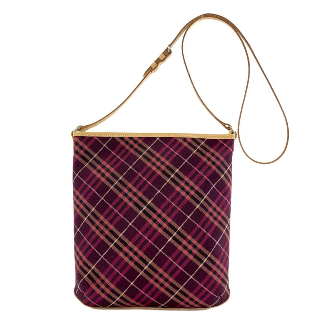 Burberry Blue Label Check Pattern Shoulder Bag, Nylon/Leather, Women's: --- Catalog ---Category: SizeSize (HxWxD): 30cm x 30cm x 4cm / 11.81'' x 11.81'' x 1.57''Category: DesignType: Shoulder bagColor: Blue, PurpleGender: WomenMaterial: Nylon , Leather Category: GeneralBr