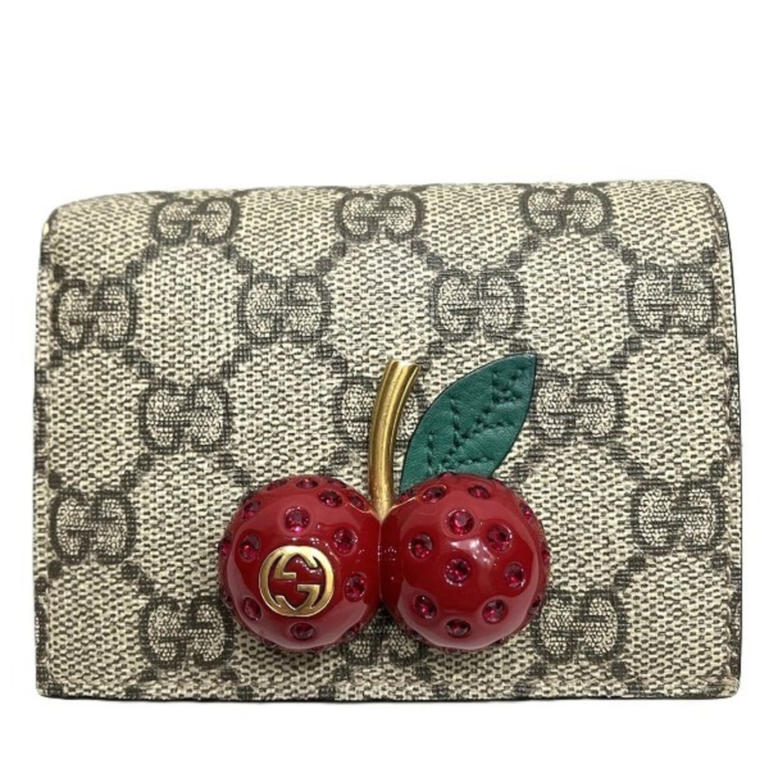 Gucci GG Supreme Cherry Mini Wallet 476050 Bi-fold for Women: --- Catalog ---Category: SizeSize (HxWxD): 8.5cm x 10.5cm x 2cm / 3.34'' x 4.13'' x 0.78''Category: DesignType: Wallet (bi-fold)Color: BeigeGender: WomenMaterial: GG Supreme Category: GeneralMPN: 4760