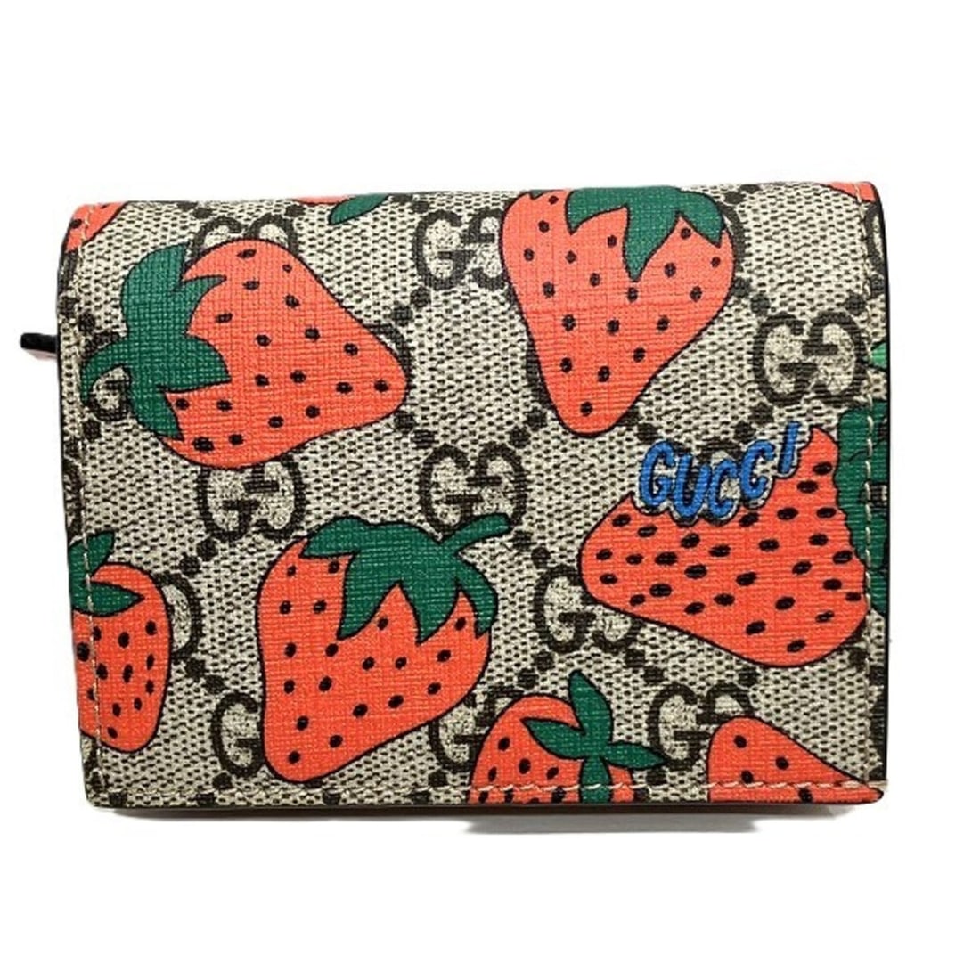Gucci GG Supreme Strawberry Mini Wallet 573839 Bi-fold for Women: --- Catalog ---Category: SizeSize (HxWxD): 8.5cm x 11cm x 2cm / 3.34'' x 4.33'' x 0.78''Category: DesignType: Wallet (bi-fold)Color: BeigeGender: WomenMaterial: GG Supreme Category: GeneralMPN: 573839