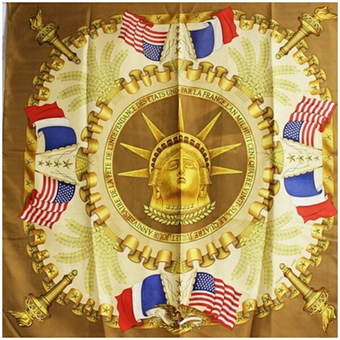Hermes scarf/muffler, Carre 90 Liberty, Statue of HERMES, women's.: --- Catalog ---Category: SizeSize (LxW): 88cm x 88cm / 34.64'' x 34.64''Category: DesignType: ScarfColor: Beige, Light brownGender: Men,WomenCategory: GeneralBrand: Hermes--- Item List ---Section: Con