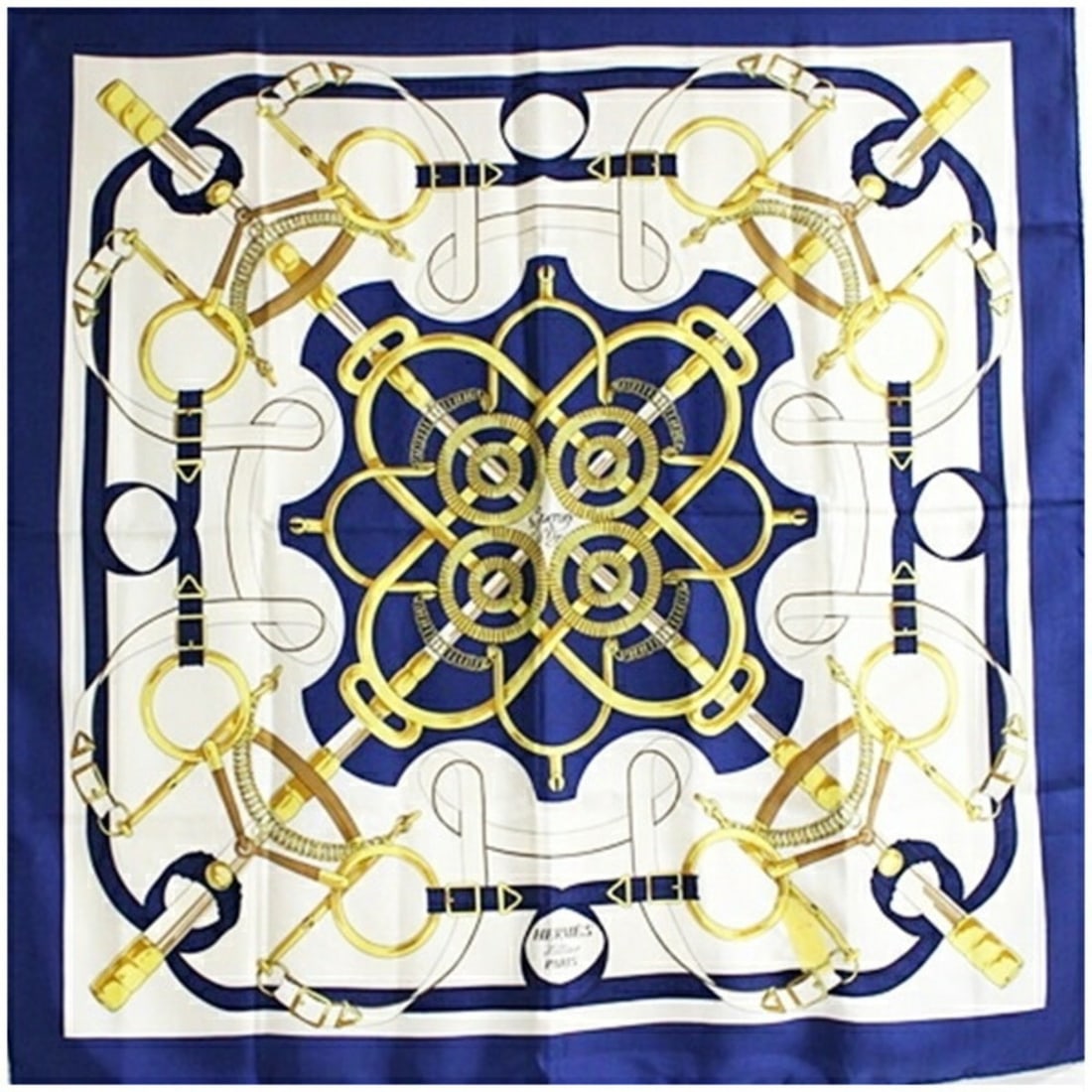 Hermes Silk Scarf Muffler Carre 90 EPERON D'OR (Golden Spur) HERMES Women's (1 of 11)