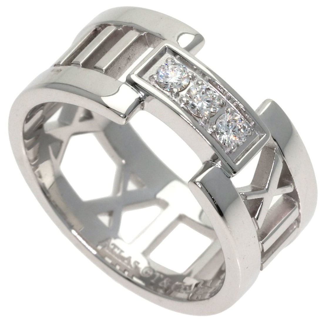 Tiffany & Co. Atlas Open 3-Piece Diamond Ring, 18K White Gold, Women's: --- Catalog ---Category: SizeJP Size: 10.5US Size: 5.5Category: DesignType: Band ringStone: DiamondGender: WomenMaterial: White gold (18K)Category: GeneralBrand: Tiffany--- Item List ---Section: Condi