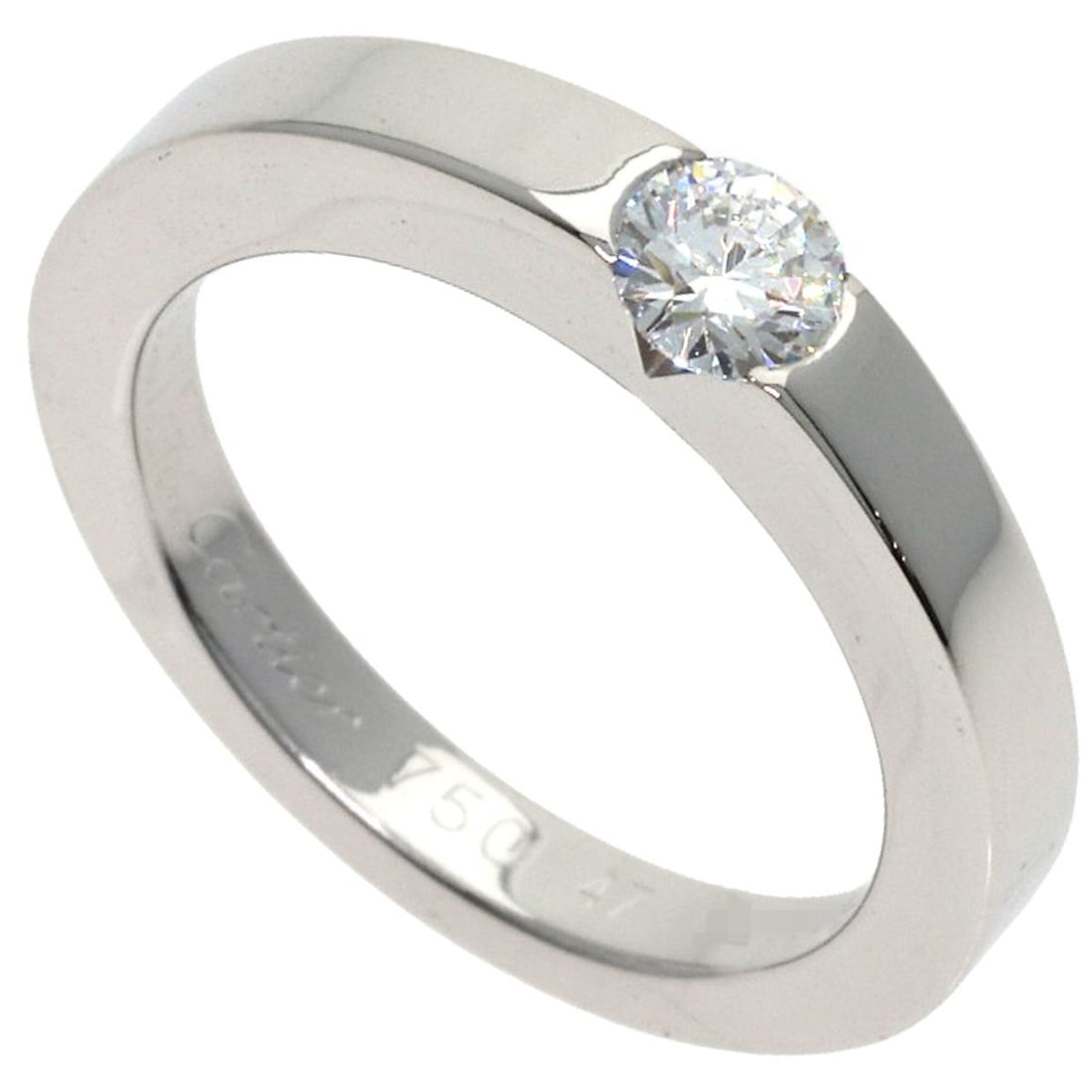 Cartier Date with Diamond Ring, Size 47, 18K White Gold, Women's: --- Catalog ---Category: SizeJP Size: 7US Size: 4Category: DesignType: Band ringStone: DiamondGender: WomenMaterial: White gold (18K)Category: GeneralBrand: Cartier--- Item List ---Section: ConditionR