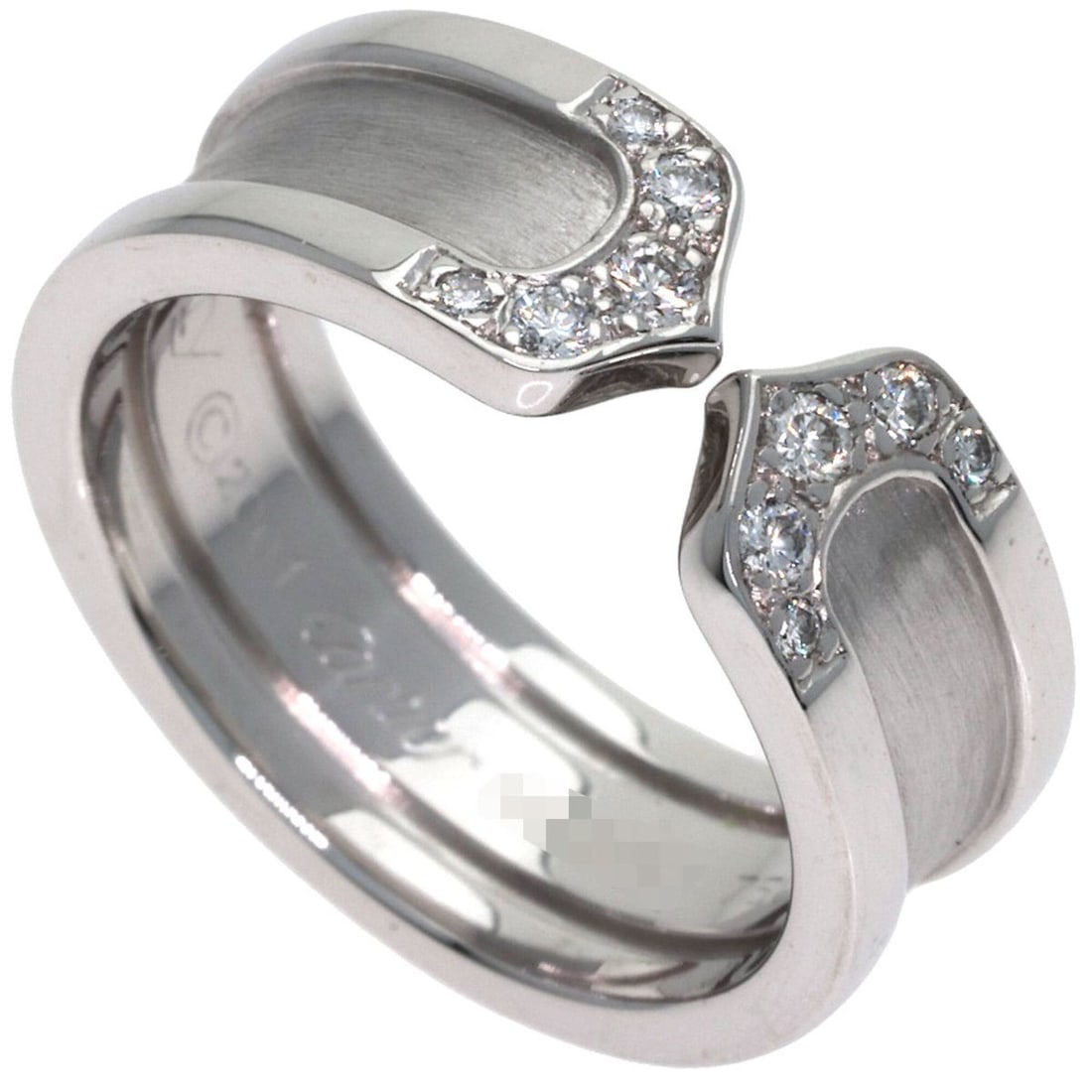 Cartier C2 Diamond Ring, Size #48, 18K White Gold, Women's: --- Catalog ---Category: SizeJP Size: 8US Size: 4.5Category: DesignType: Band ringStone: DiamondGender: WomenMaterial: White gold (18K)Category: GeneralBrand: Cartier--- Item List ---Section: Conditio