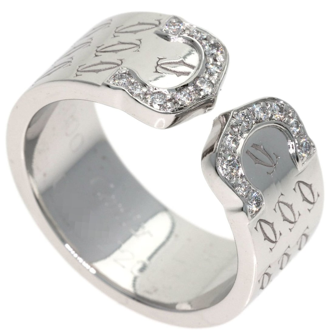 Cartier C2 Diamond Ring, Size #51, 18K White Gold, Women's: --- Catalog ---Category: SizeJP Size: 11US Size: 6Category: DesignType: Band ringStone: DiamondGender: WomenMaterial: White gold (18K)Category: GeneralBrand: Cartier--- Item List ---Section: Condition