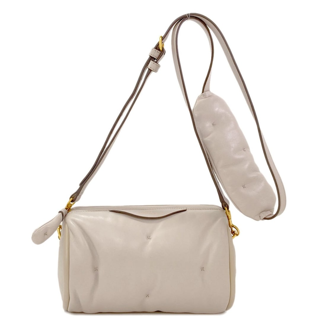 Anya Hindmarch Chubby Barrel Shoulder Bag, Leather, Women's: --- Catalog ---Category: SizeSize (HxWxD): 13cm x 19cm x 11.5cm / 5.11'' x 7.48'' x 4.52''Strap Length: 119cm - 132cm / 46.85'' - 51.96''Category: DesignType: Shoulder bagColor: Light grayGender: Wome