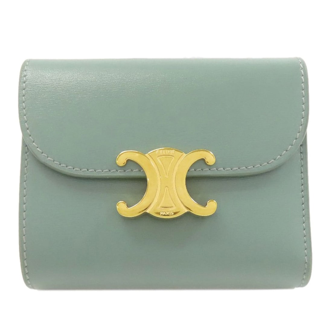 Celine Triomphe Flap Tri-fold/Bi-fold Leather Wallet for Women: --- Catalog ---Category: SizeSize (HxWxD): 9cm x 10.5cm x 2.5cm / 3.54'' x 4.13'' x 0.98''Category: DesignType: Wallet (bi-fold)Color: GreenGender: WomenMaterial: Leather Category: GeneralBrand: Celin