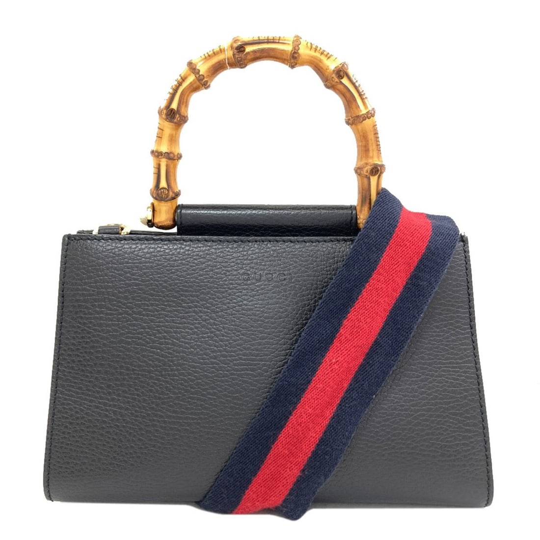 Gucci 470271 Nymphaea Bamboo 2-Way Handbag, Calfskin, Women's: --- Catalog ---Category: SizeSize (HxWxD): 15cm x 24cm x 11cm / 5.9'' x 9.44'' x 4.33''Category: DesignType: HandbagColor: BlackGender: WomenMaterial: Leather Leather/Fur Type: CalfskinCategory: Gener