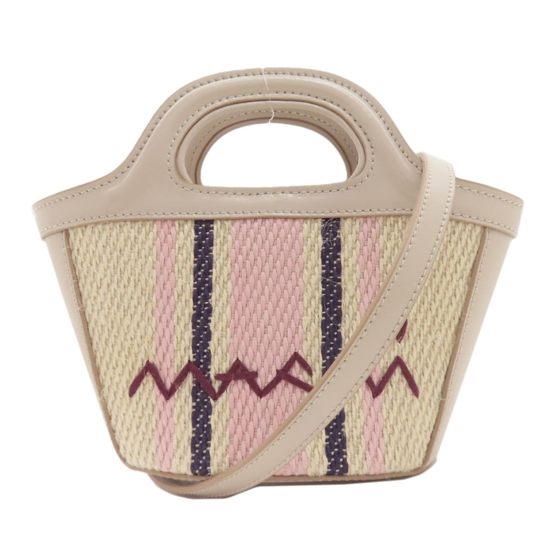 Marni Tropicália 2-Way Handbag, Leather/Cotton, Women's: --- Catalog ---Category: SizeSize (HxWxD): 11.5cm x 14.5cm x 9cm / 4.52'' x 5.7'' x 3.54''Category: DesignType: HandbagColor: BeigeGender: WomenMaterial: Leather , Cotton Category: GeneralBrand: Marni