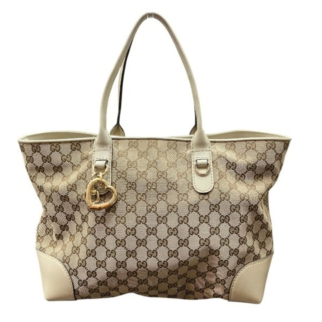 Gucci GUCCI 269956 Canvas Leather Beige White Heartbit Handbag Tote Bag for Women: --- Catalog ---Category: SizeSize (HxWxD): 27cm x 33cm x 16cm / 10.62'' x 12.99'' x 6.29''Category: DesignType: Handbag, Tote bagColor: Beige, WhiteGender: WomenMaterial: Canvas , Leather Category: Ge