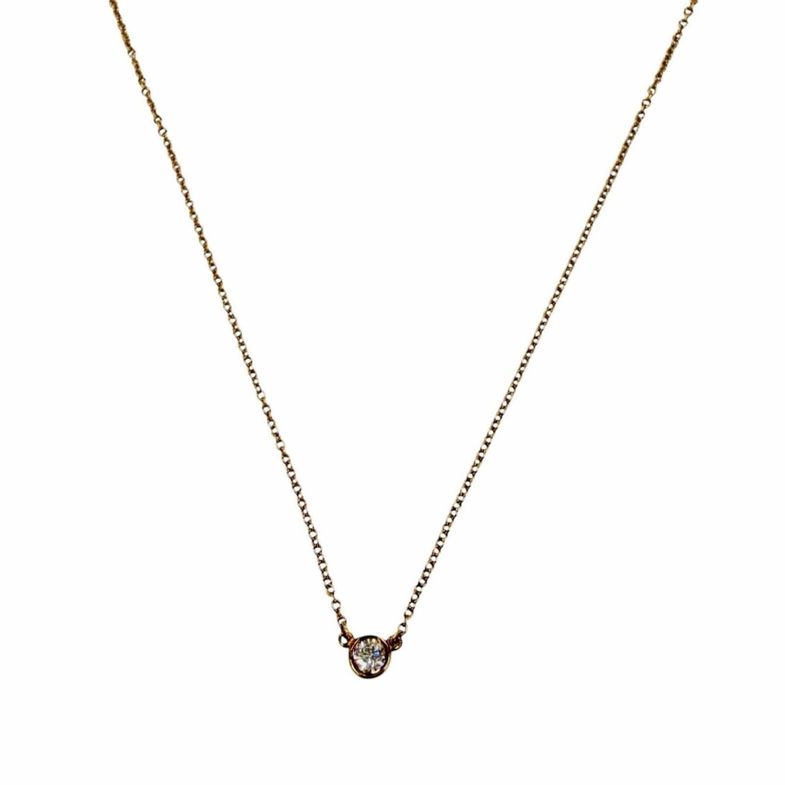 TIFFANY&Co. Tiffany & Co. By the Yard Elsa Peretti 750 PG Necklace with 1 Diamond (approx. 0.12ct),: --- Catalog ---Category: SizeDiameter: 4.35mm / 0.17''Neck Circumference: 40.7 cm / 16.02''Category: DesignStone: DiamondGender: WomenMaterial: Pink gold (18K)Necklace Type: NecklaceCategory: GeneralB