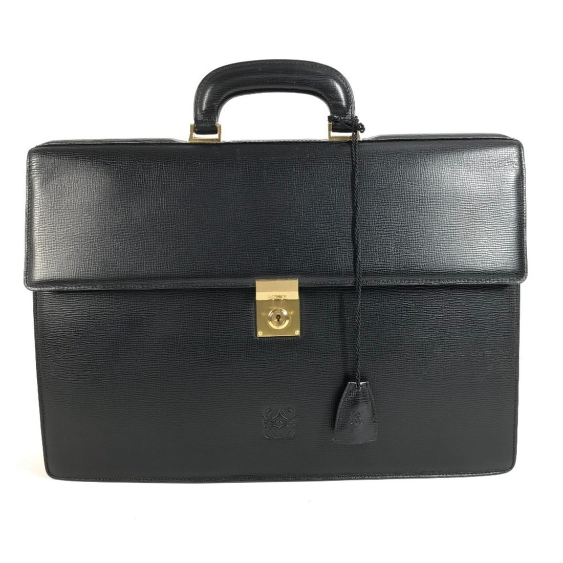 LOEWE Vintage Logo Business Bag, Anagram Design, Briefcase, Handbag, Leather, Men's & Women's, Black (1 of 15)