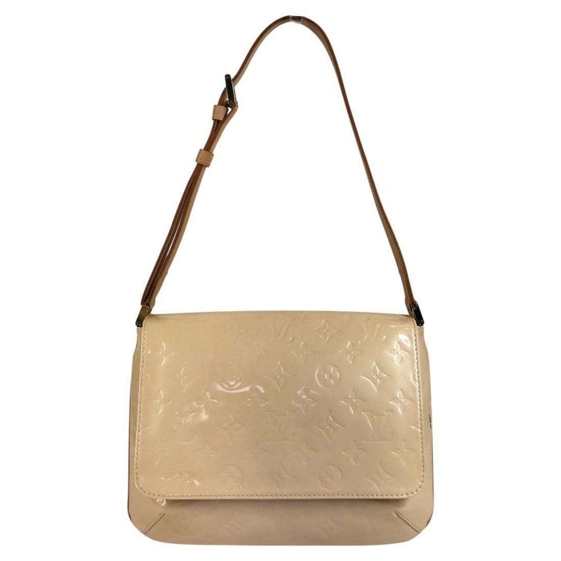 LOUIS VUITTON M91070 Monogram Vernis Thompson Street Shoulder Bag, Flap Canvas, Women's, Marshmallow: --- Catalog ---Category: SizeSize (HxWxD): 21cm x 27cm / 8.26'' x 10.62''Category: DesignType: Shoulder bagColor: Marshmallow, PinkGender: WomenMaterial: Monogram Vernis Category: GeneralLine: Monogra