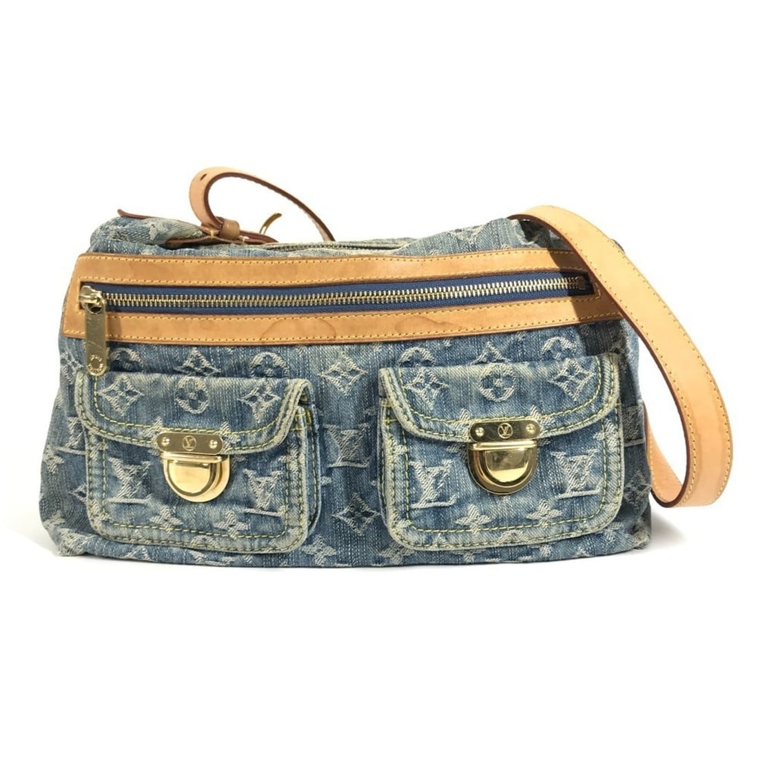 LOUIS VUITTON M95049 Monogram Denim Baggy PM Crossbody Bag with Pockets, Shoulder Bag, Denim, (1 of 17)