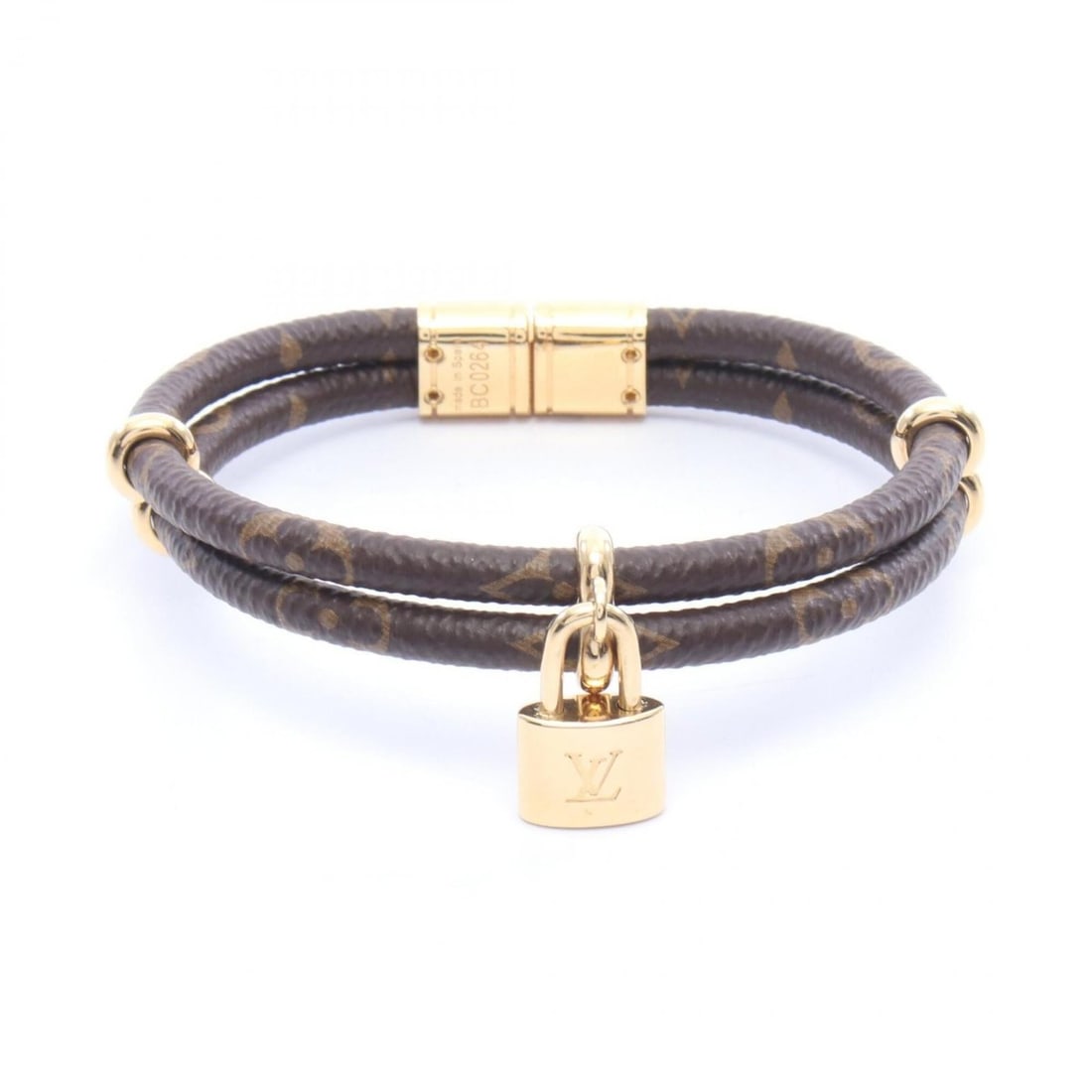 Louis Vuitton Keep It Twice Monogram Bracelet, Gold Plated (GP), Women's, Brown/Gold Tone, M8109F (1 of 9)