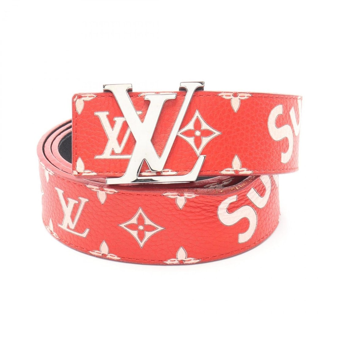Louis Vuitton x Supreme Monogram Ceinture LV Initial Belt Leather Men's Red/White MP015: --- Catalog ---Category: SizeLength: 85cm - 95cm / 33.46'' - 37.4''Category: DesignType: Standard beltColor: Red color, WhiteGender: MenMaterial (Strap): Leather Category: GeneralMPN: MP015Brand: Loui