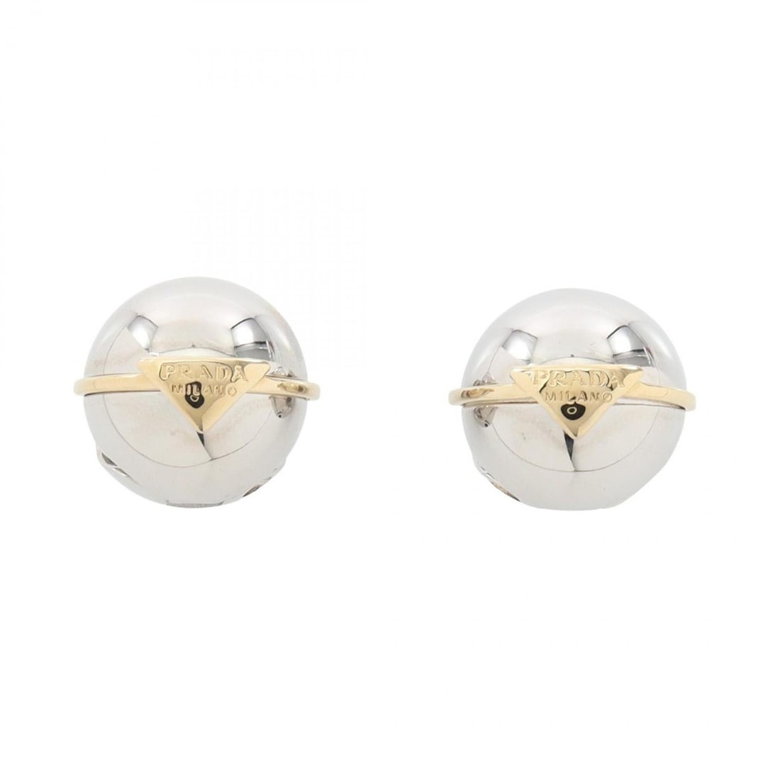 Prada Triangle Logo Earrings, Gold Plated (GP), Women's, Silver/Gold Tones (1 of 14)