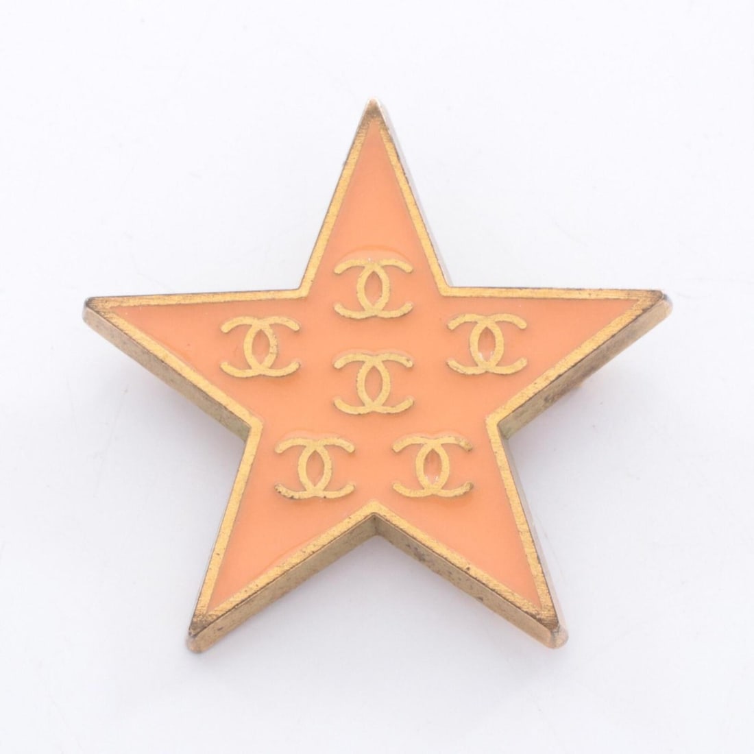 Chanel Star Coco Mark Brooch Accessory, Gold Plated (GP), Women's, Gold/Orange Tones: --- Catalog ---Category: SizeSize (HxWxD): 3.3cm x 3.3cm / 1.29'' x 1.29''Category: DesignType: BroochColor: Gold, OrangeGender: WomenMaterial: Gold platingCategory: GeneralBrand: Chanel--- Item List 