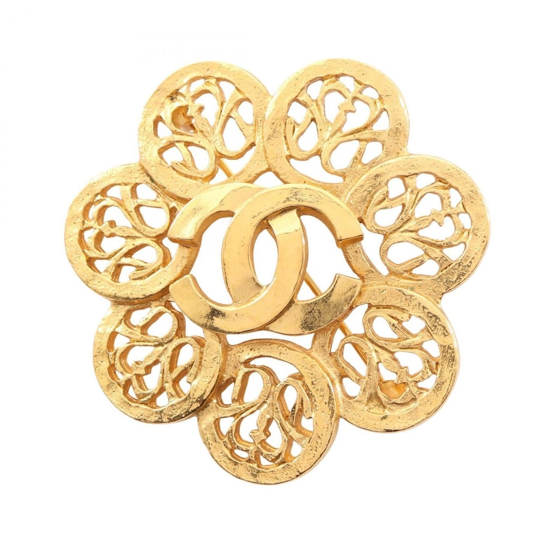 Chanel Coco Mark Flower Brooch Accessory, Gold Plated (GP), Women's, Tone: --- Catalog ---Category: SizeSize (HxWxD): 5.2cm x 5.2cm / 2.04'' x 2.04''Category: DesignType: BroochColor: GoldGender: WomenMaterial: Gold platingCategory: GeneralBrand: Chanel--- Item List ---Secti