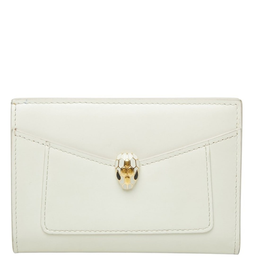BVLGARI Serpenti Forever Bi-fold Card Holder Billfold Ivory Calf Leather Women's Wallet (1 of 14)