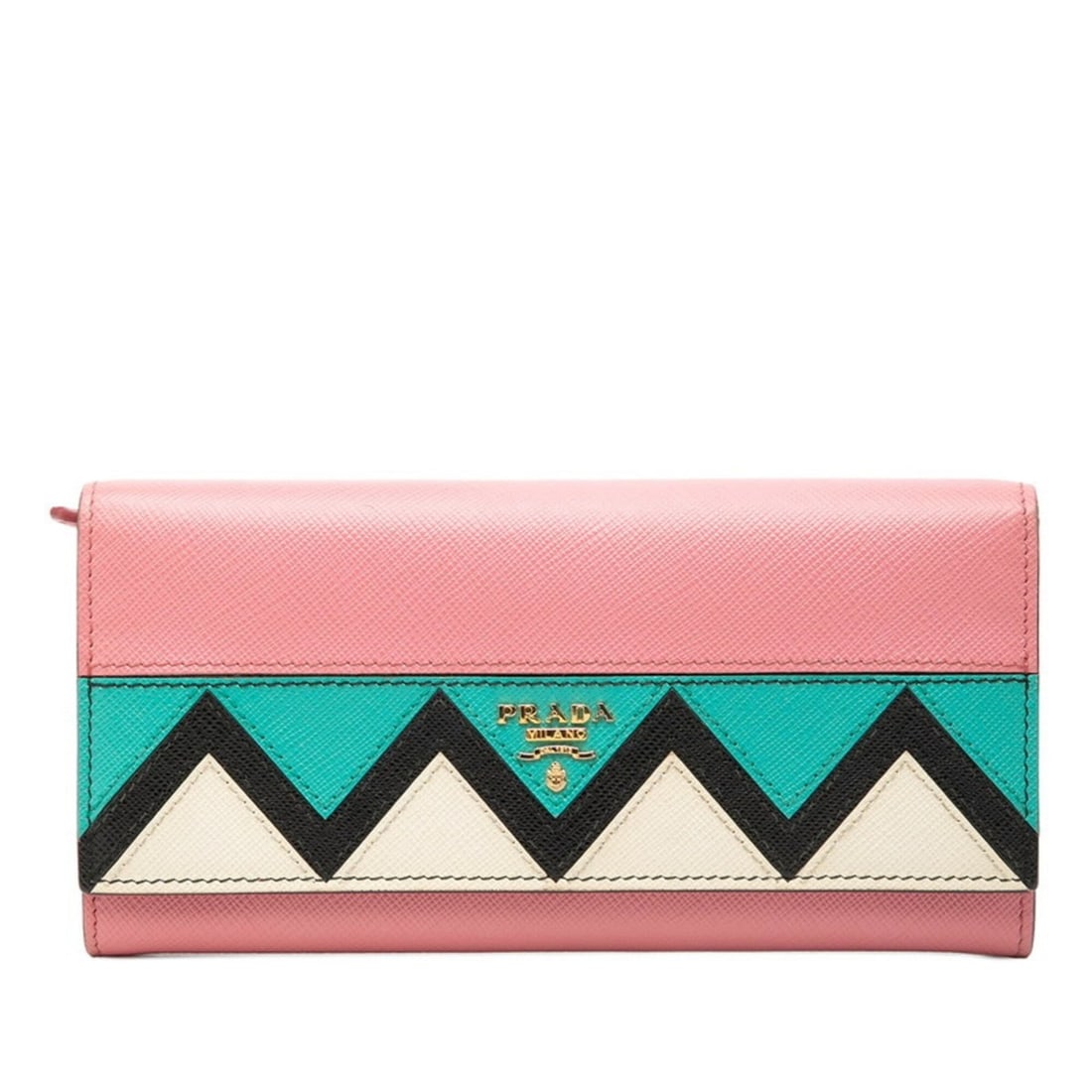 Prada long wallet, pink multicolor, Saffiano leather, women's.: --- Catalog ---Category: SizeSize (HxWxD): 9.5cm x 18.5cm x 2.5cm / 3.74'' x 7.28'' x 0.98''Category: DesignType: Long wallet (bi-fold)Color: Multi-color, PinkGender: WomenMaterial: Saffiano Category: