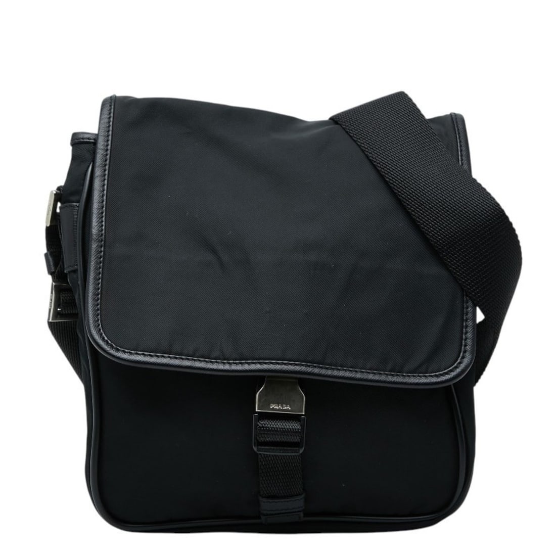 Prada Triangle Logo Plate Crossbody Shoulder Bag V167 Nero Black Saffiano Leather Women's PRADA (1 of 14)