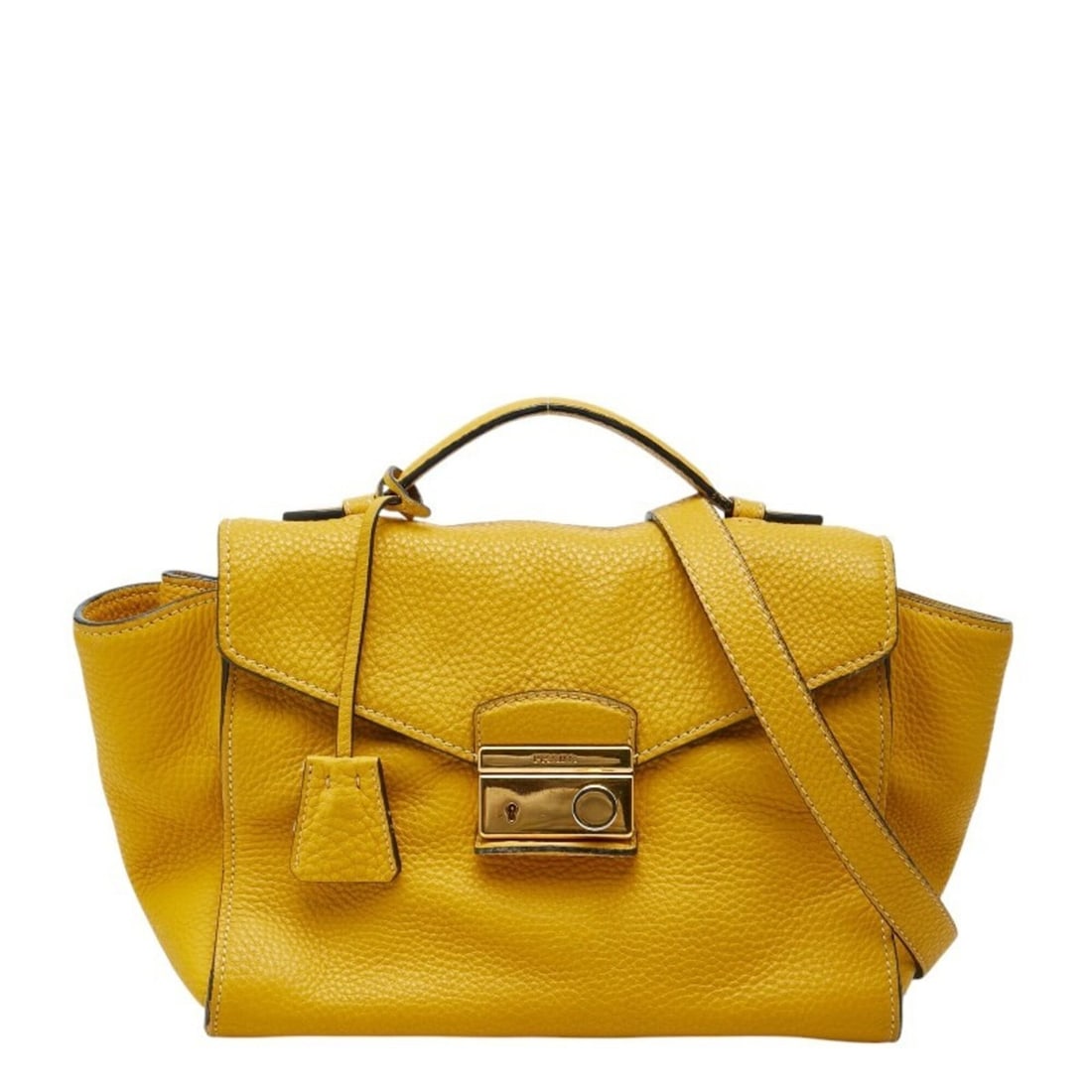 Prada Soundrock Handbag/Shoulder Bag, 2-Way, Yellow Vitello Daino Leather, Women's PRADA (1 of 11)