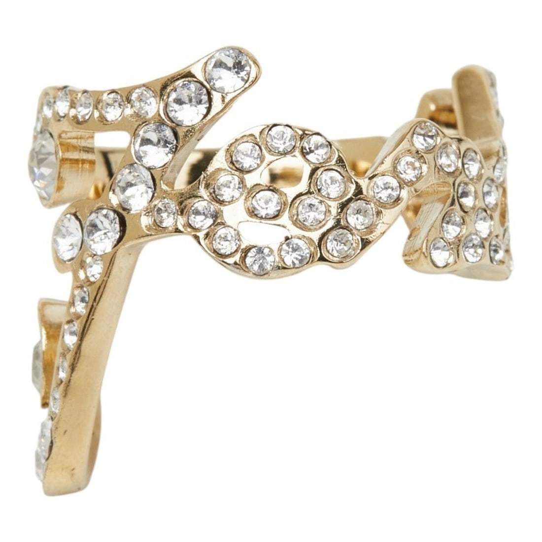Fendi Logo Ring, Gold Crystal Plated, Women's Ring (1 of 14)