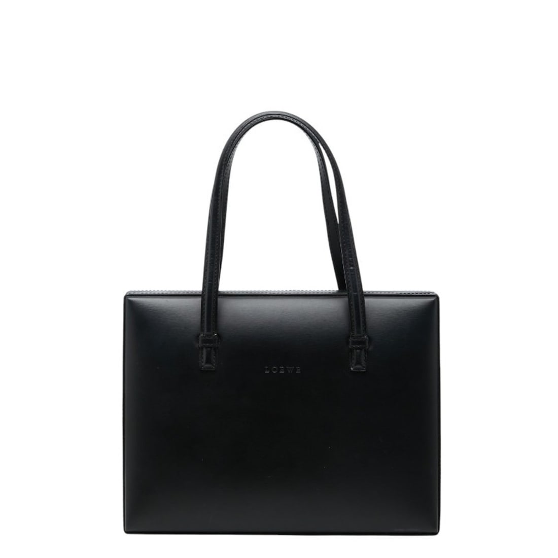 Loewe handbag, black leather, women's.: --- Catalog ---Category: SizeSize (HxWxD): 9.3cm x 26cm x 20.5cm / 3.66'' x 10.23'' x 8.07''Category: DesignType: HandbagColor: BlackGender: WomenMaterial: Leather Category: GeneralBrand: Loewe--- Ite