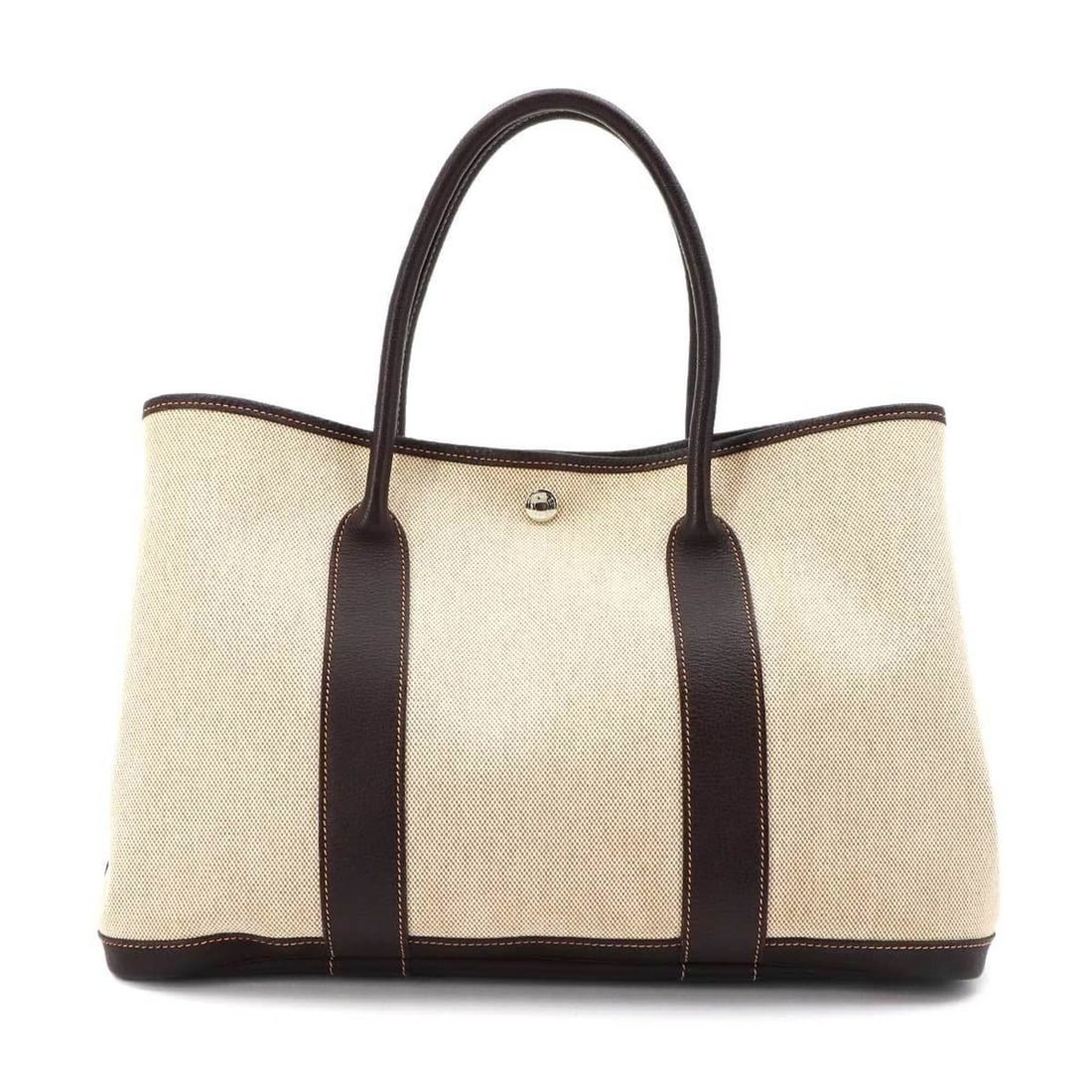 Hermes Garden 36 PM Tote Handbag, Toile H Leather, Natural Marron, ?H Stamp, Silver Hardware, (1 of 13)