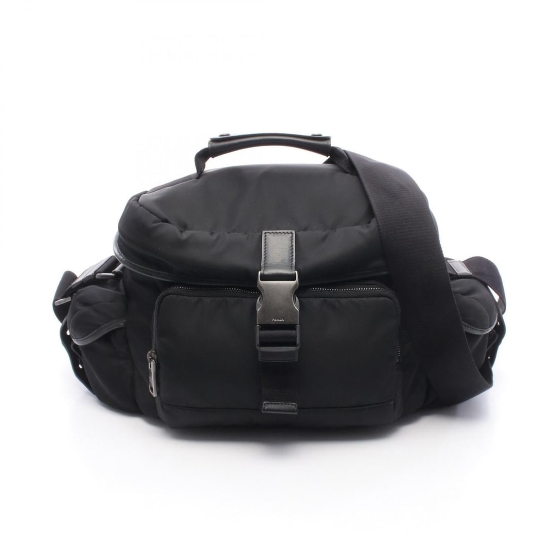 Prada camera bag, shoulder handbag, nylon and leather, men's women's, black, VA1065 (1 of 14)