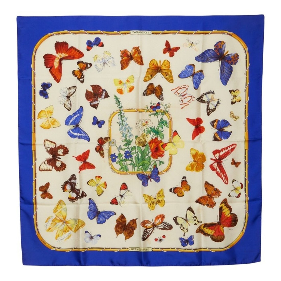 Hermes Carre 90 Farandole (Dance of Provence) Scarf/Muffler, Large, Multicolored, Silk, Women's: --- Catalog ---Category: SizeSize (LxW): 90cm x 89cm / 35.43'' x 35.03''Category: DesignType: ScarfColor: Multi-colorGender: WomenMaterial: Silk Category: GeneralBrand: Hermes--- Item List ---Section: