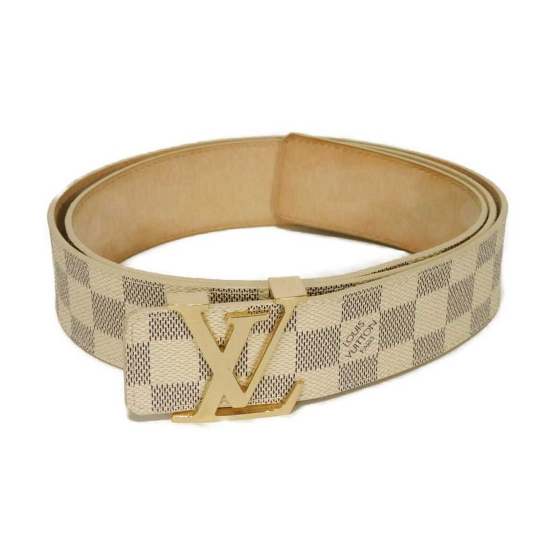 Louis Vuitton LOUIS VUITTON Belt Ceinture LV Initials 40MM 100/44 Checkered Pattern White Gold: --- Catalog ---Category: SizeLength: 102.5cm - 116cm / 40.35'' - 45.66''Category: DesignType: Standard beltColor: Ivory, WhiteGender: MenMaterial (Strap): Damier Azur , Canvas Category: GeneralBrand: 