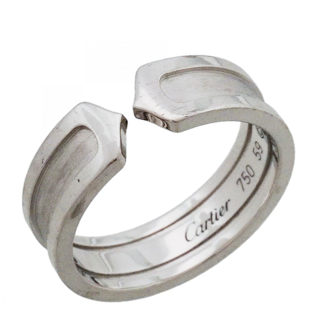 Cartier Ring 2C 18KWG White Gold #59 Men's: --- Catalog ---Category: SizeUS Size: 9.5Brand Size: 59Category: DesignType: Band ringGender: MenMaterial: White gold (18K)Category: GeneralBrand: Cartier--- Item List ---Section: ConditionRanking: Ra
