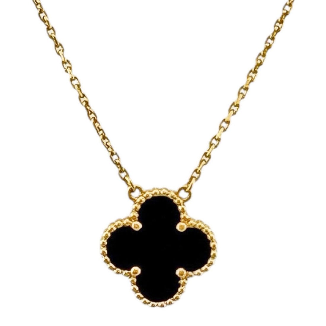 Van Cleef & Arpels Vintage Enhambra Necklace, 18K Yellow Gold, Women's.: --- Catalog ---Category: SizePendant Size: 14mm x 14mm / 0.55'' x 0.55''Neck Circumference: 42 cm / 16.53''Category: DesignColor: Black, YellowGender: WomenMaterial: Yellow gold (18K)Necklace Type: