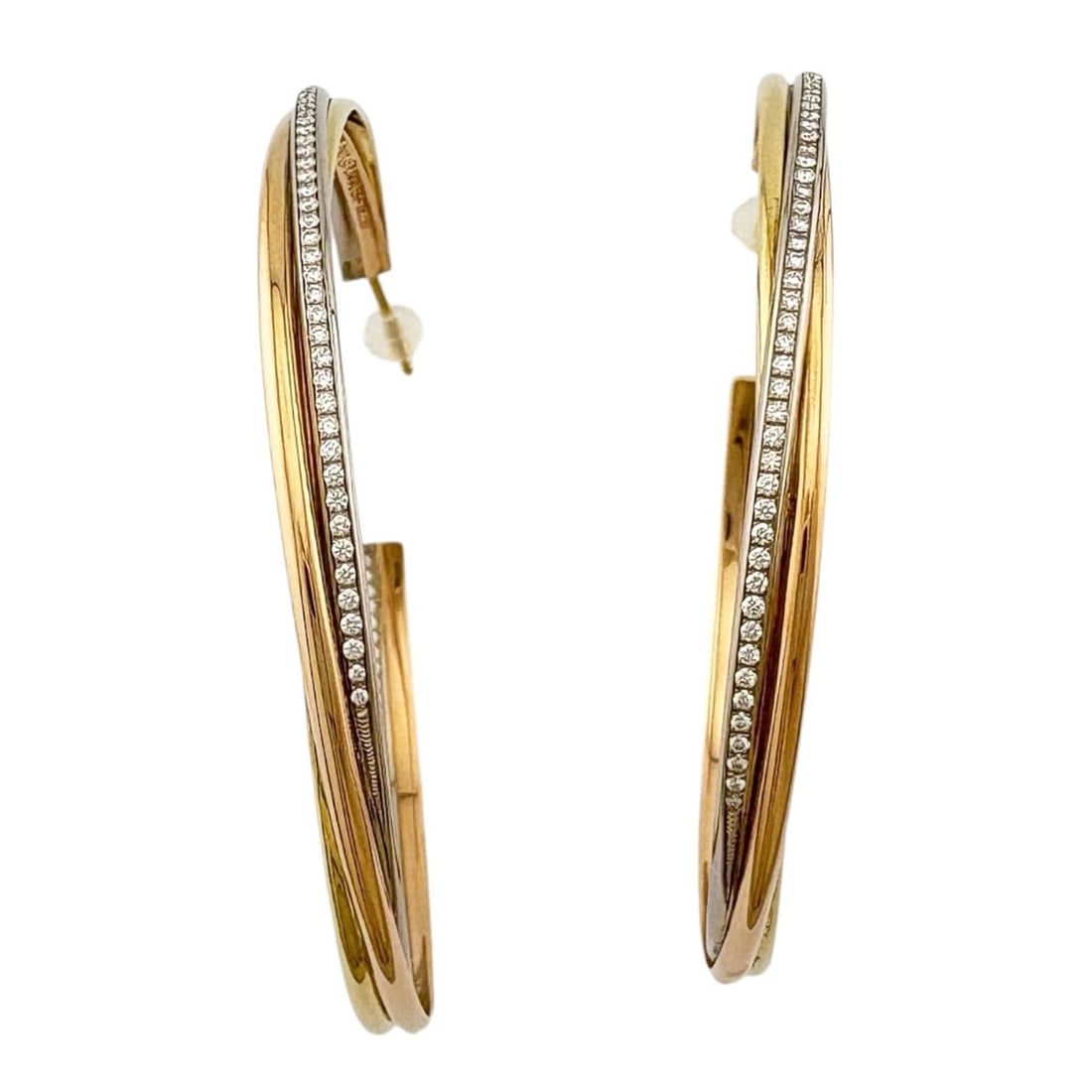 Cartier Trinity Earrings, 18K Yellow Gold Diamond Hoop Earrings for Women (1 of 15)