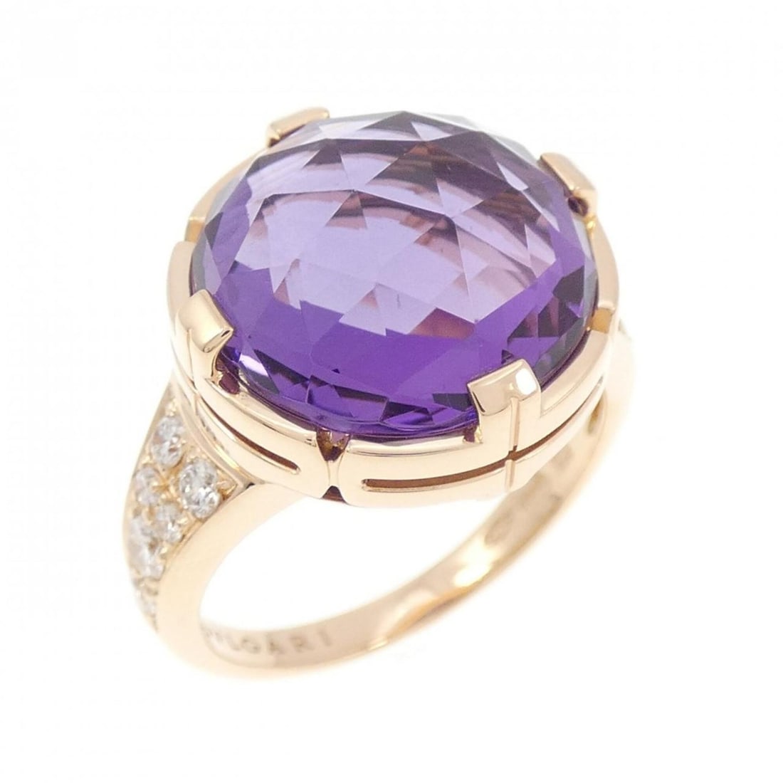 Bvlgari Parentesi Cocktail Ring: --- Catalog ---Category: SizeJP Size: 13.0US Size: 6.5Category: DesignType: Band ringStone: Amethyst, DiamondGender: WomenMaterial: Pink gold (18K)Category: GeneralMPN: AN855181Brand: Bvlgari--- Item