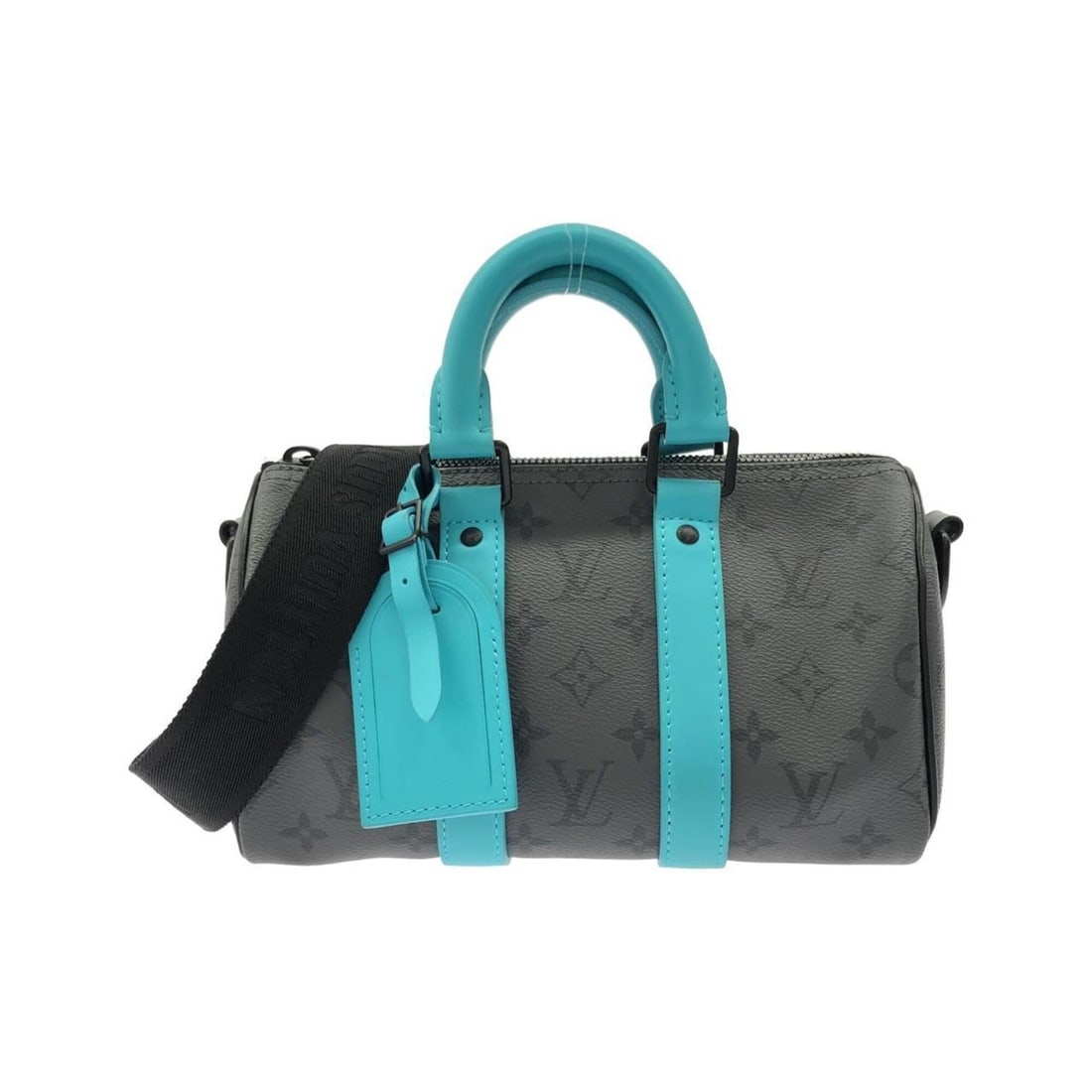 Louis Vuitton Monogram Eclipse Reverse Keepall Bandoulière M11645 Boston Bag: --- Catalog ---Category: SizeSize (HxWxD): 14cm x 24cm x 10cm / 5.51'' x 9.44'' x 3.93''Category: DesignType: Boston bagColor: Black, TurquoiseGender: Women,MenMaterial: Coated canvas Category: Genera