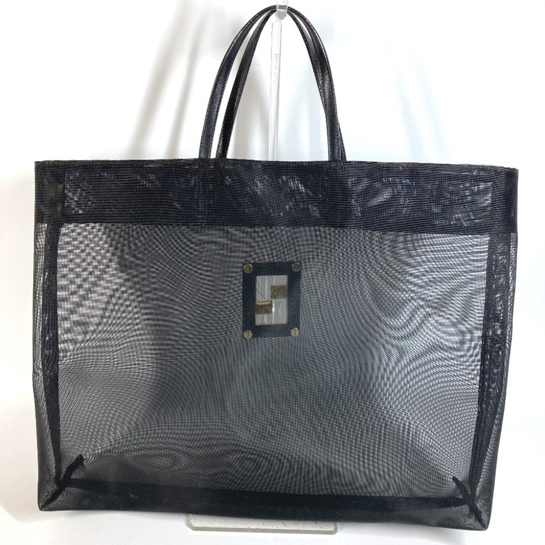 FENDI Vintage FF Logo Mesh Bag, Shoulder Tote Handbag, Leather, Men's, Women's, Black: --- Catalog ---Category: SizeSize (HxWxD): 31.5cm x 38.5cm x 10.5cm / 12.4'' x 15.15'' x 4.13''Category: DesignType: Handbag, Shoulder bag, Tote bagColor: Black, GoldGender: Men,WomenMaterial: Mesh , 