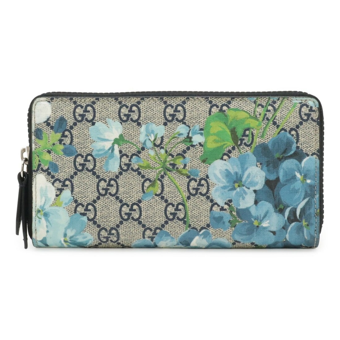 GUCCI GG Blooms Supreme Flower Round Long Wallet, Leather, Beige Blue Multicolor 546355: --- Catalog ---Category: SizeSize (HxWxD): 10.5cm x 19cm / 4.13'' x 7.48''Category: DesignType: Coin purse/coin caseColor: Beige, Blue, Multi-colorGender: WomenMaterial: GG Supreme , Leather Category: