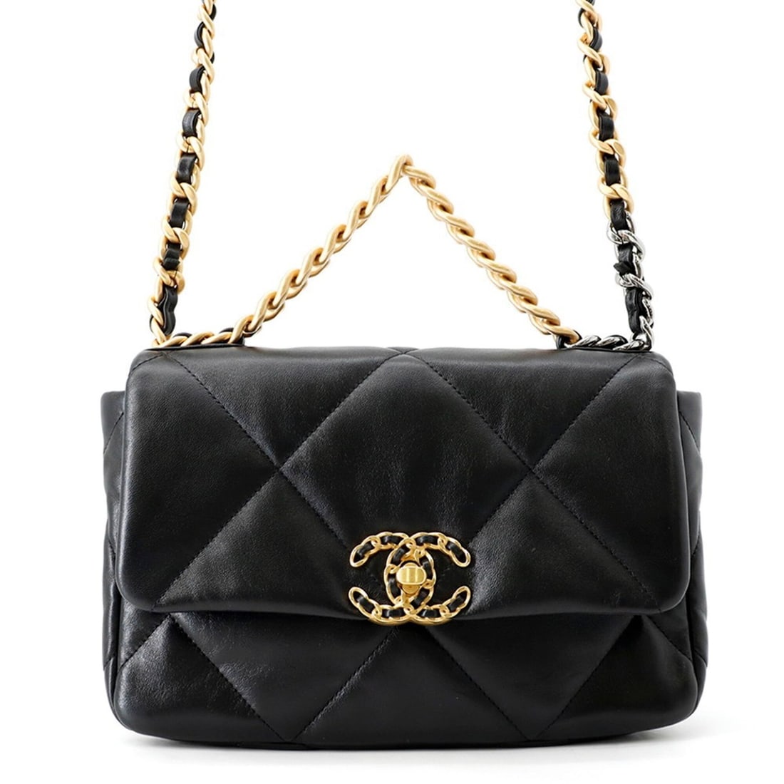Chanel Chain Shoulder Bag CHANEL19 Matelassé Coco Mark Shiny Lambskin AS1160 CHANEL Black 19: --- Catalog ---Category: SizeWeight: 740g / 1.63lb.Size (HxWxD): 15cm x 26cm x 8cm / 5.9'' x 10.23'' x 3.14''Strap Length: 106cm / 41.73''Category: DesignType: Handbag, Shoulder bagColor: BlackGender: