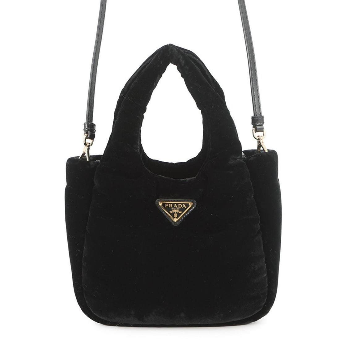 Prada Velvet Handbag 1BA410 PRADA 2-way Black (1 of 17)