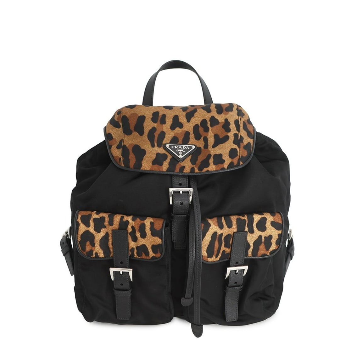Prada nylon leopard print backpack 1BZ811 PRADA handbag black (1 of 18)