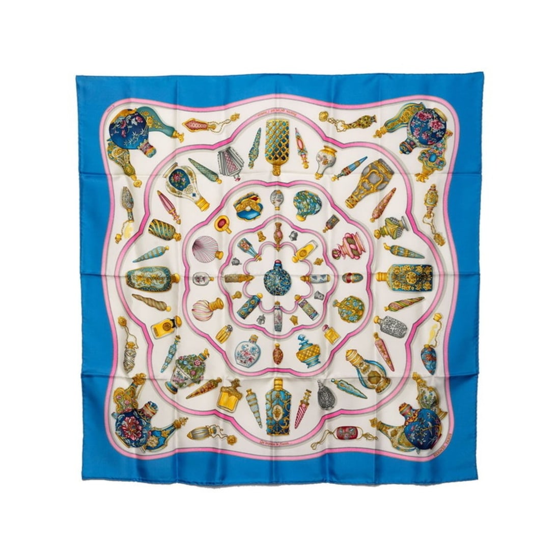 Hermes Carre 90 Qu'importe le flacon Perfume Bottle Scarf Muffler White Multicolor Silk Women's: --- Catalog ---Category: SizeSize (LxW): 88cm x 88cm / 34.64'' x 34.64''Category: DesignType: ScarfColor: Multi-color, WhiteGender: WomenMaterial: Silk Category: GeneralBrand: Hermes--- Item List ---S