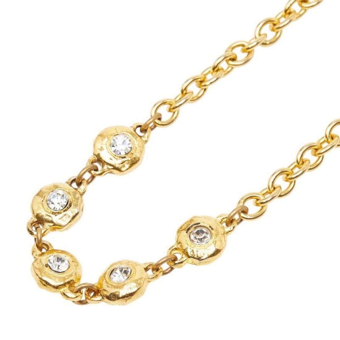 Chanel Chain Long Necklace Gold Plated Rhinestone Women's CHANEL (1 of 9)