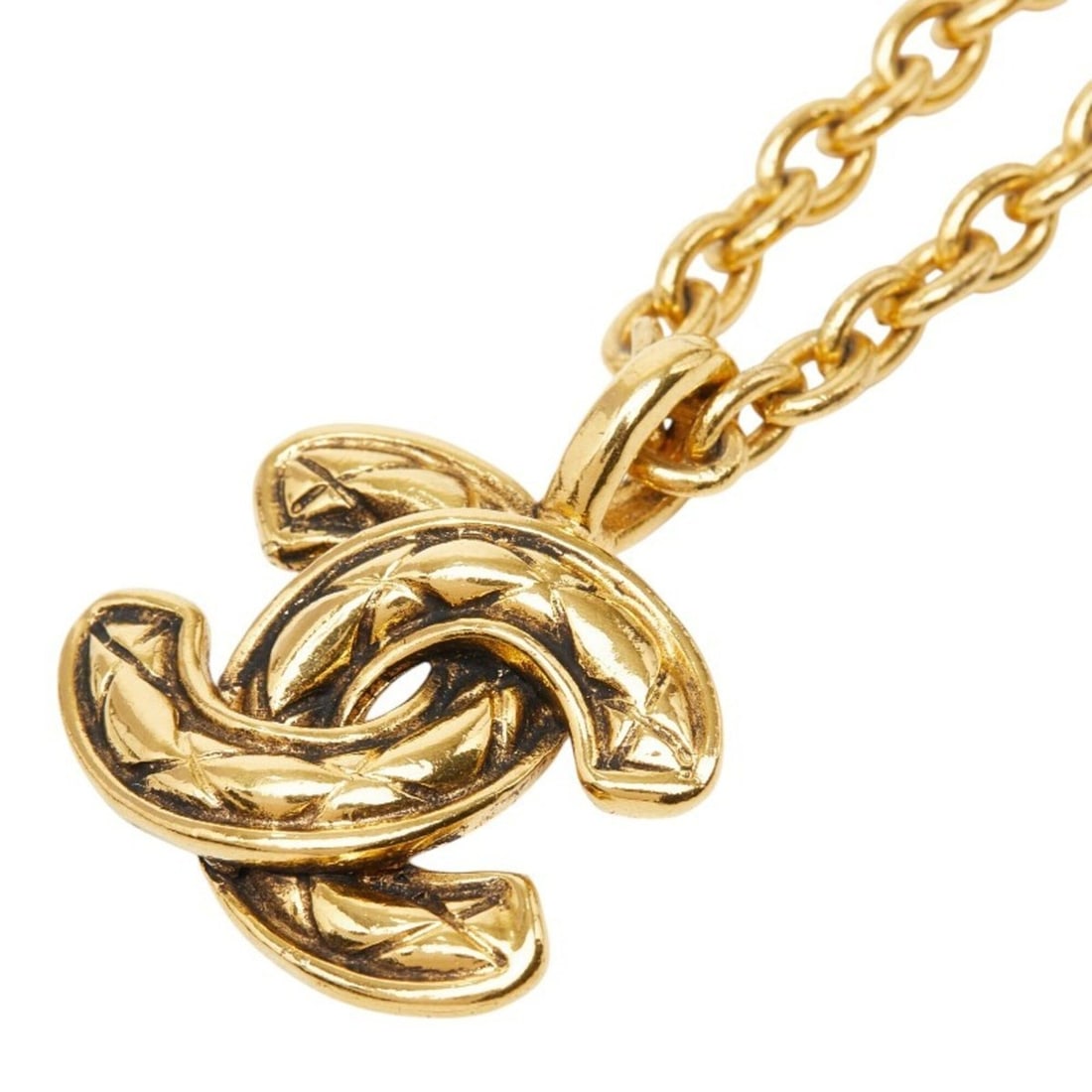 Chanel Coco Mark Matelassé Chain Pendant Necklace, Gold Plated, Women's. (1 of 10)