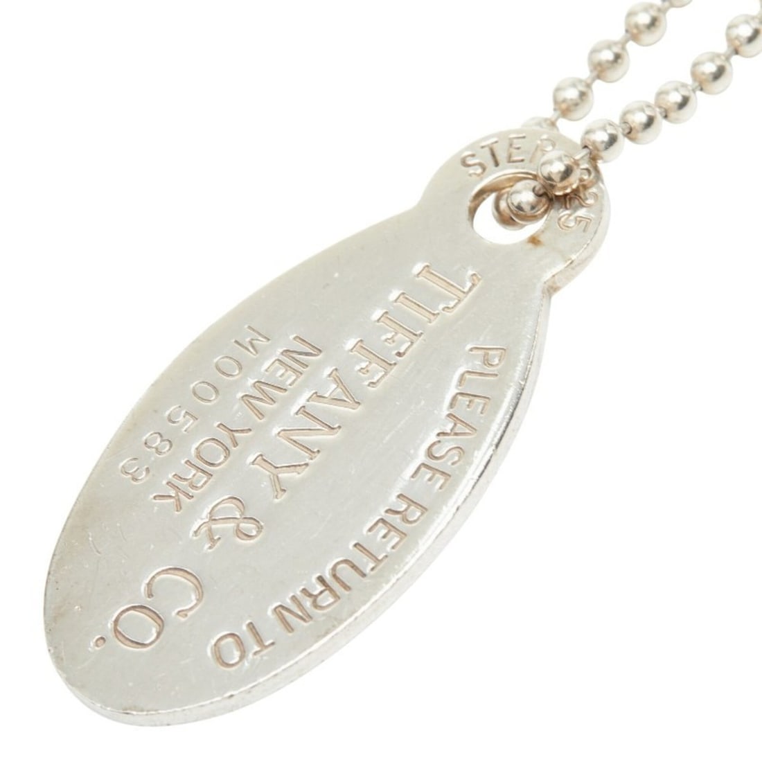 Tiffany & Co. Return to Oval Tag Long Ball Chain Pendant Necklace, SV925 Silver, Women's. (1 of 18)