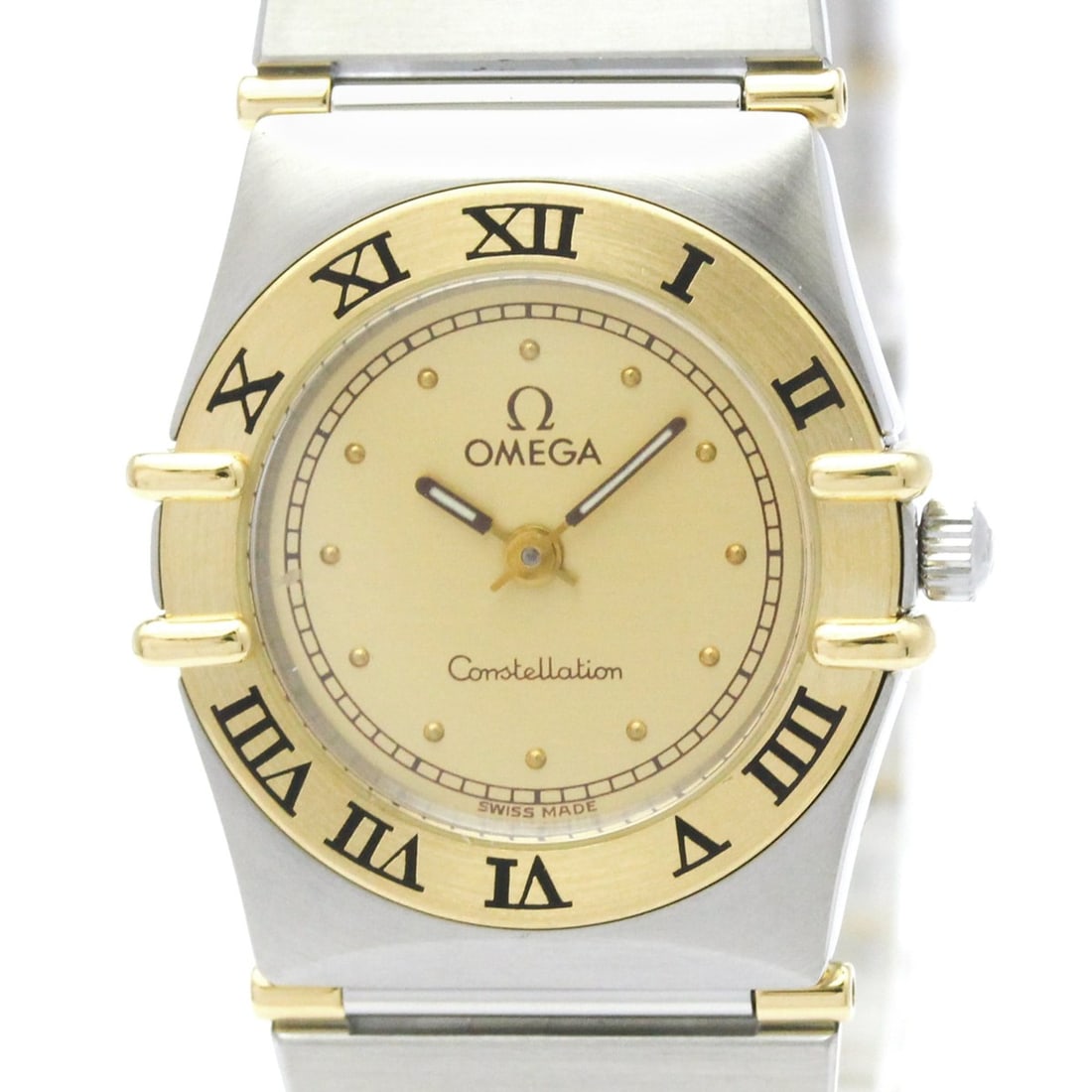 OMEGA Constellation 18K Gold Steel Ladies Watch 795.1080 Polished: --- Catalog ---Category: SizeCase Diameter: 22mm / 0.87''Category: DesignType: WristwatchStyle: Dress/FormalGender: WomenColor (Dial): GoldMaterial (Band): Stainless steel, Yellow gold (18K)Material (