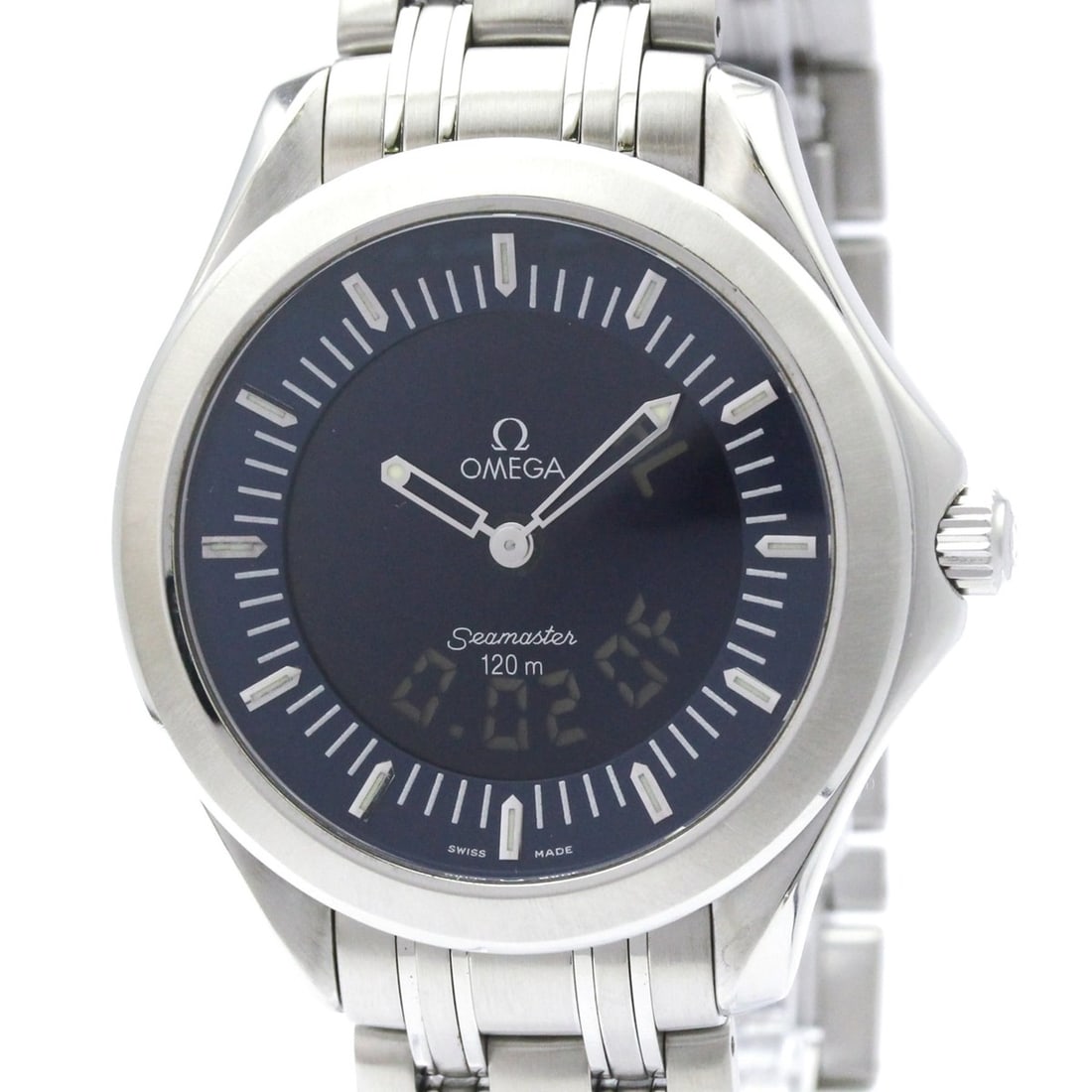 OMEGA Seamaster 120M Multifunction Steel Mens Watch 2521.81 Polished: --- Catalog ---Category: SizeCase Diameter: 39mm / 1.54''Category: DesignType: WristwatchStyle: SportGender: MenColor (Dial): BlueMaterial (Band): Stainless steelMaterial (Case): Stainless steelCatego